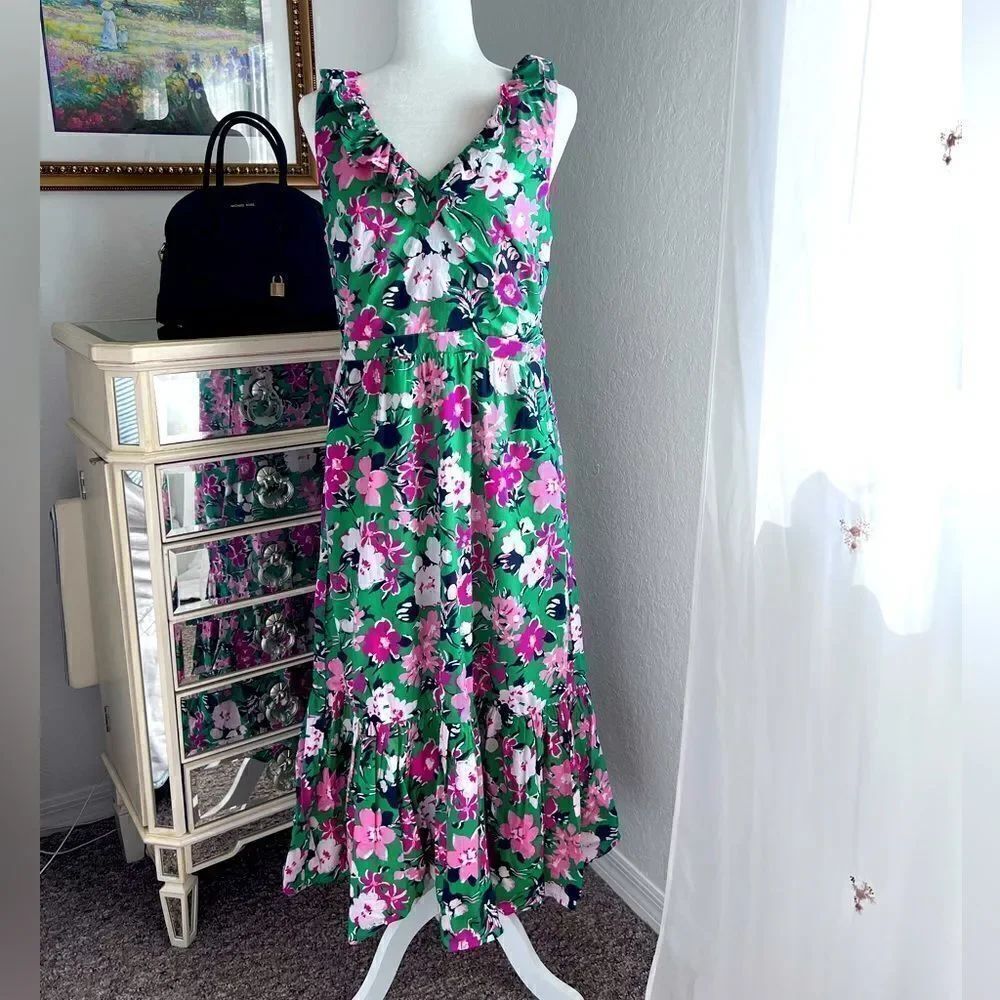 J.Crew ruffled floral midi dress